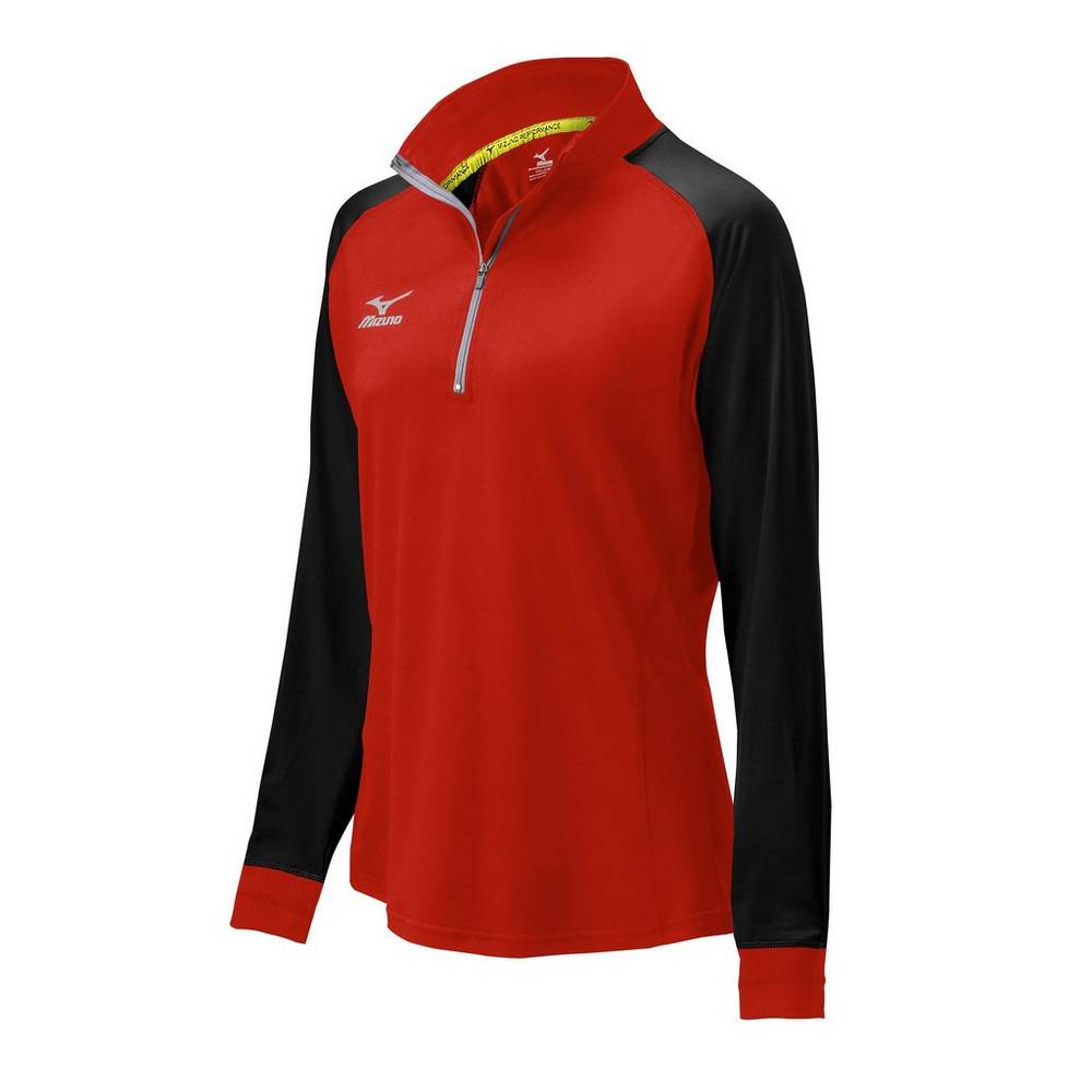 Mizuno Elite 9 Prime 1/2 Zip - Bayan Mont - Kırmızı/Siyah Türkiye (UTEQIZ-180)